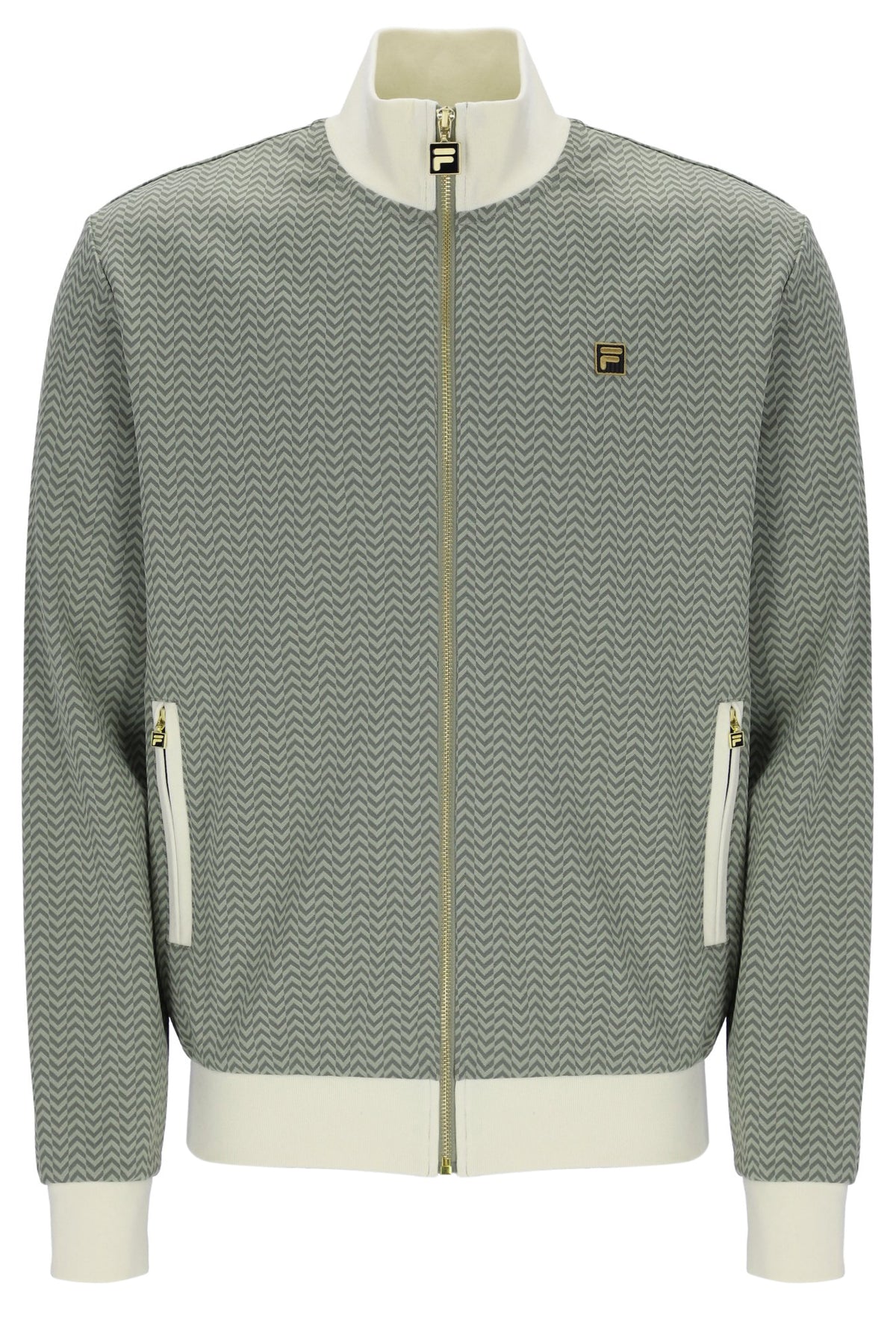 Displays the Sea Foam 'FILA' branded Mathers Herringbone Track Top