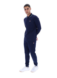 Fila Navy Monte Tipped Collar Long Sleeve Polo