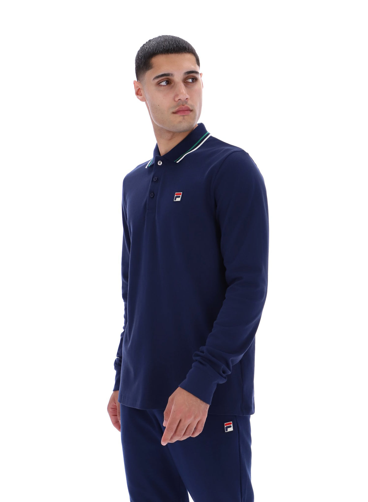 Fila Navy Monte Tipped Collar Long Sleeve Polo