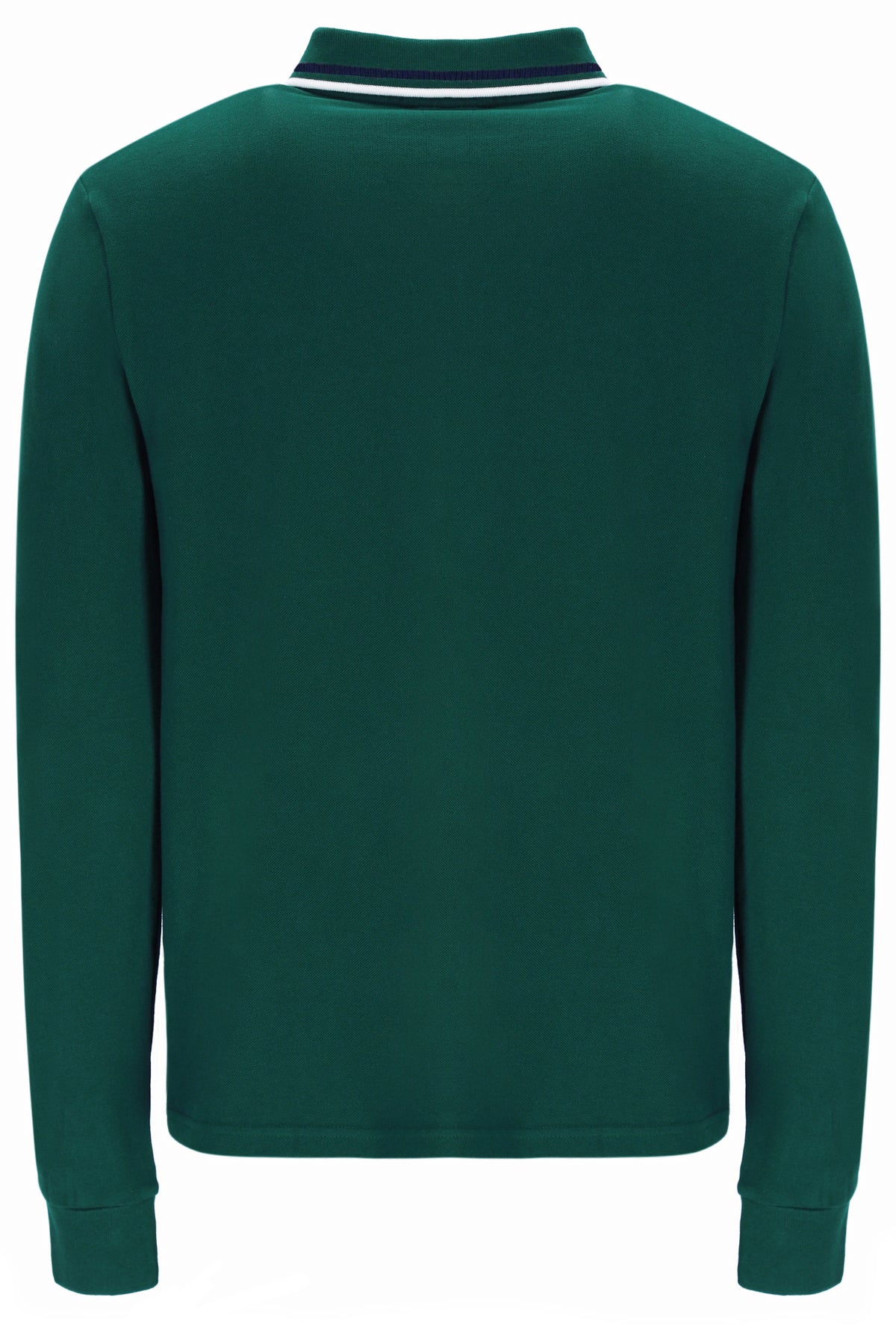 Displays the Rain Forest Monte 'FILA' branded Tipped Collar Long Sleeve Polo