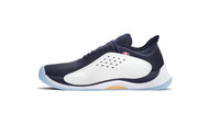 A pair of FILA Mondo Forza Tennis Trainers in white and navy colour scheme.