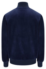 Displays the Navy 'Fila' branded Nero 2 Velour Jacket