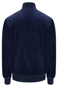 Displays the Navy 'Fila' branded Nero 2 Velour Jacket