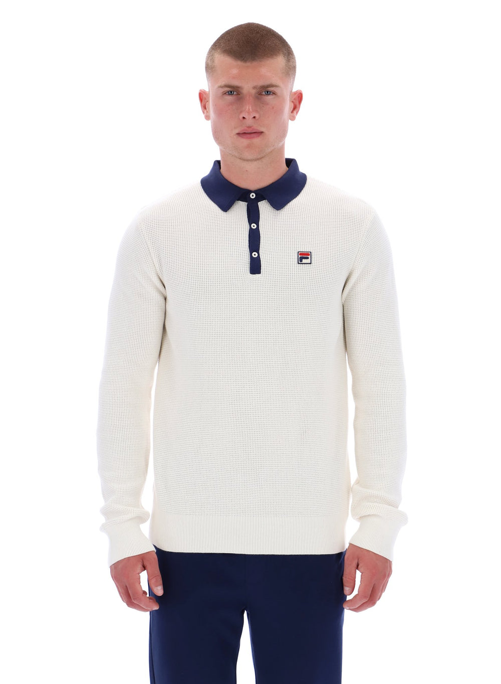 Nowell Waffle Knit Long Sleeve Polo