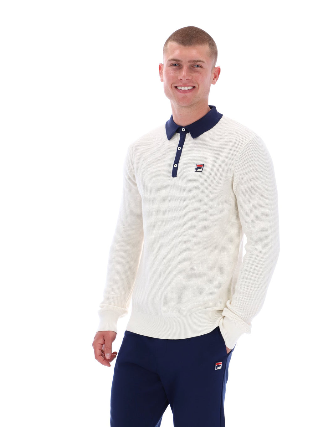 Nowell Waffle Knit Long Sleeve Polo