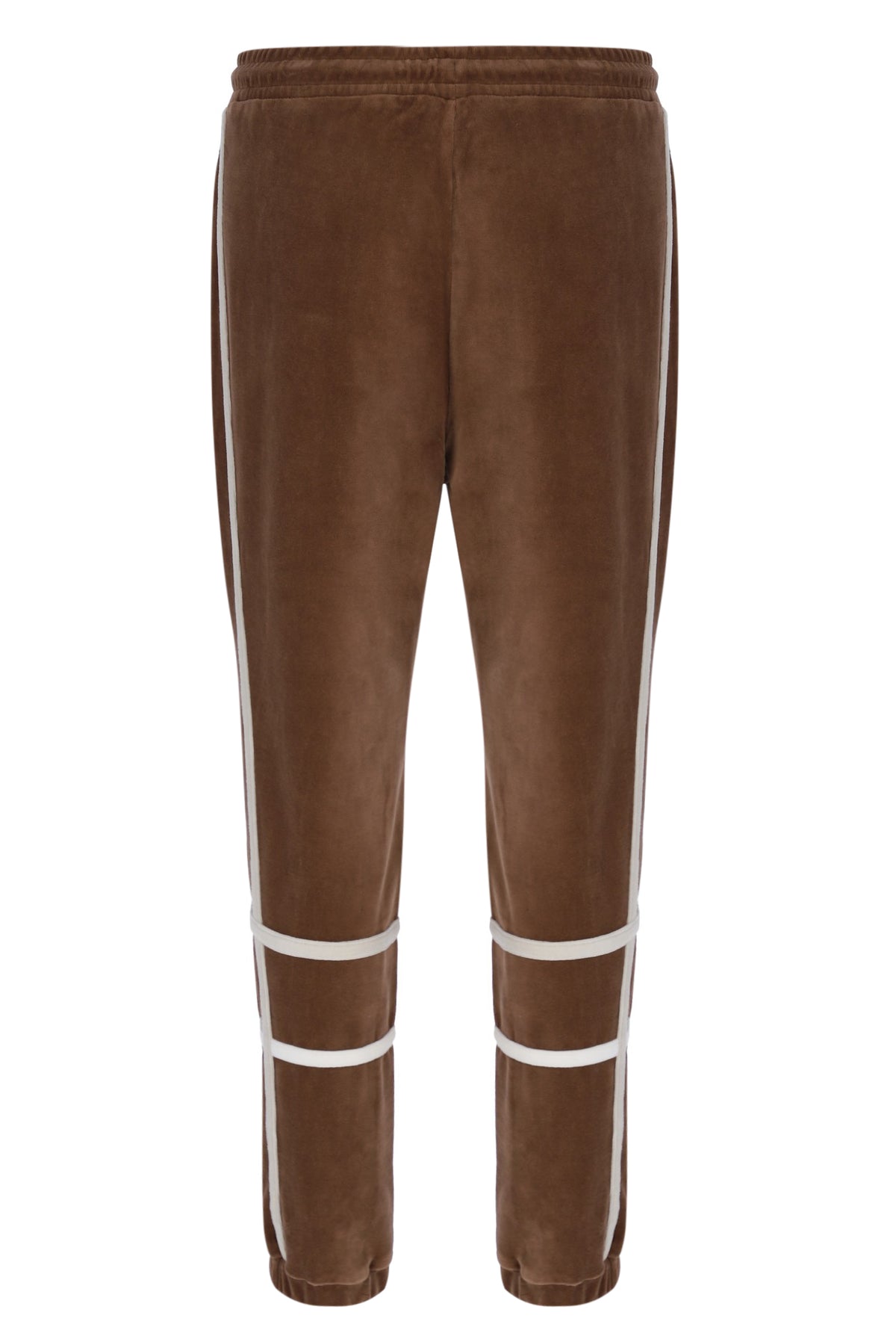 Brown pants with white stripes on a white background