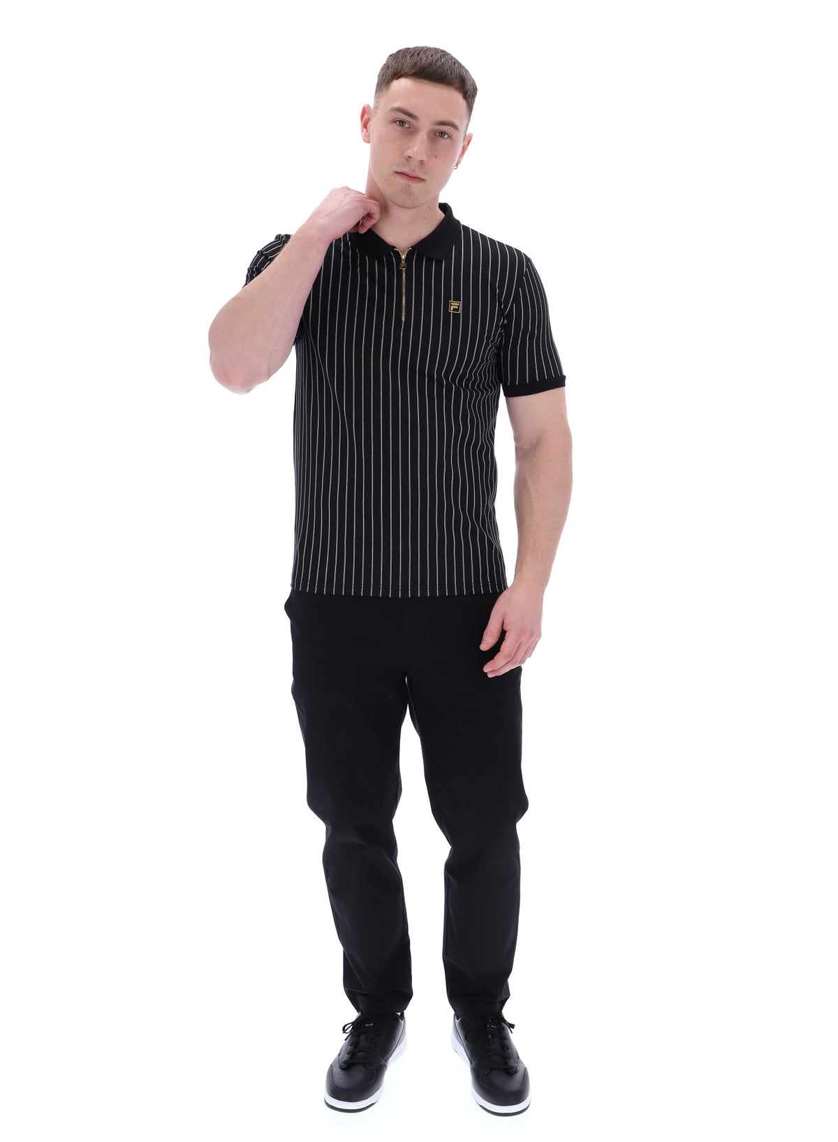 Black Patton Jacquard Stripe Polo