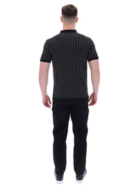 Black Patton Jacquard Stripe Polo