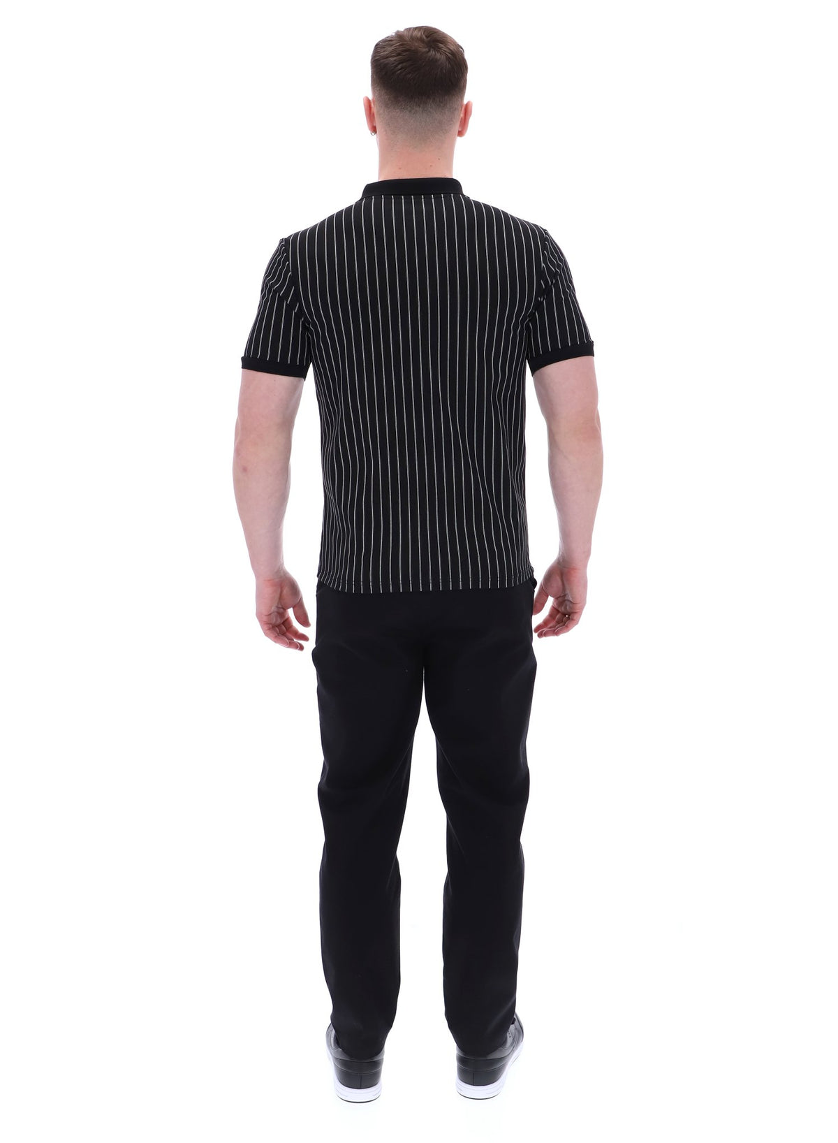 Black Patton Jacquard Stripe Polo