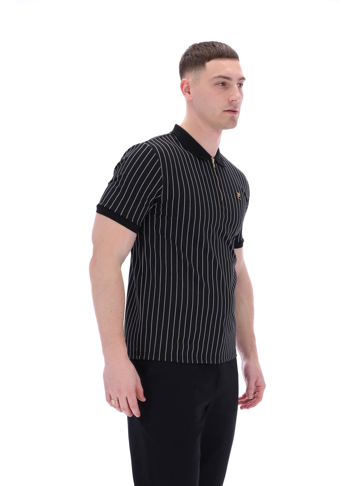 Black Patton Jacquard Stripe Polo