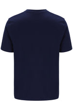Navy blue t-shirt on a white background