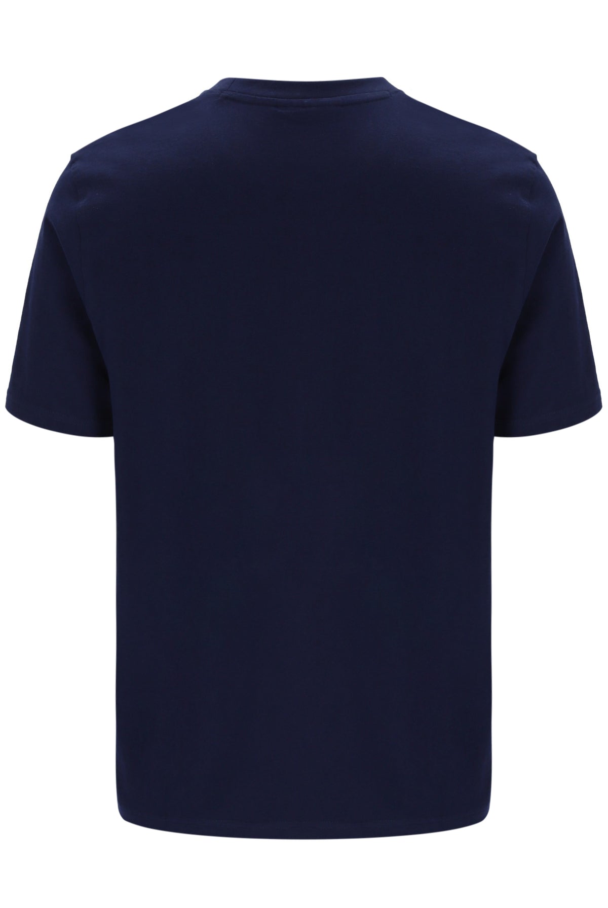 Navy blue t-shirt on a white background