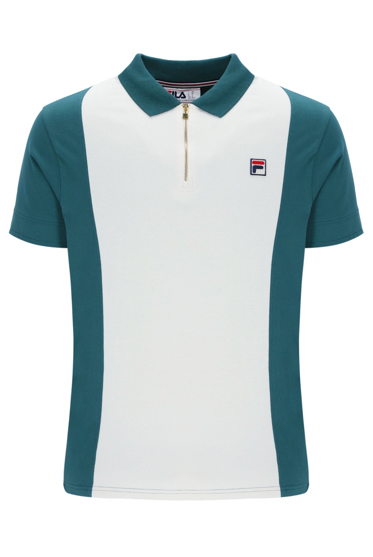 Displays the Mediterranea 'FILA' branded Pierro Zip Up Polo