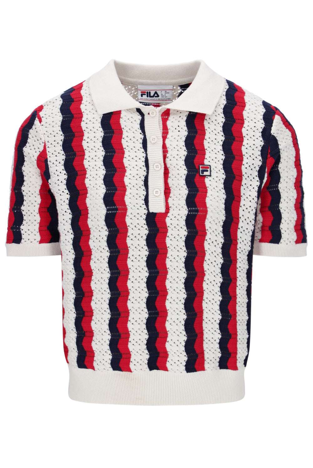 Porto Knitted Crochet Stripe Polo