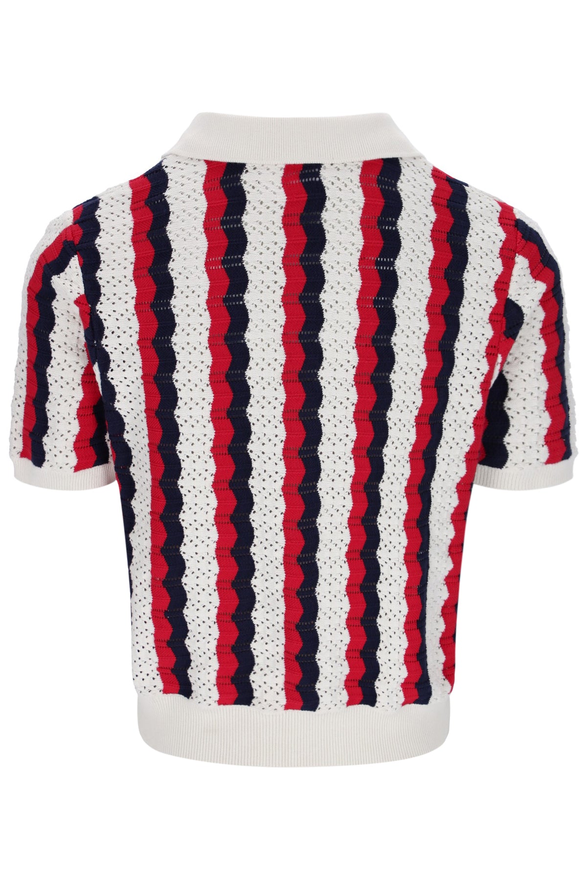 Displays the Porto 'Fila' branded Knitted Crochet Stripe Polo