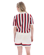 Porto Knitted Crochet Stripe Polo