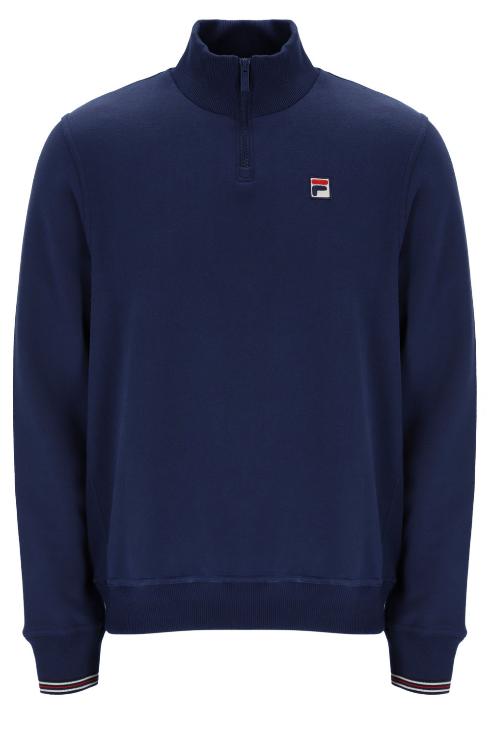 Navy quarter zip jumper with a FILA logo on the chest, against a white background