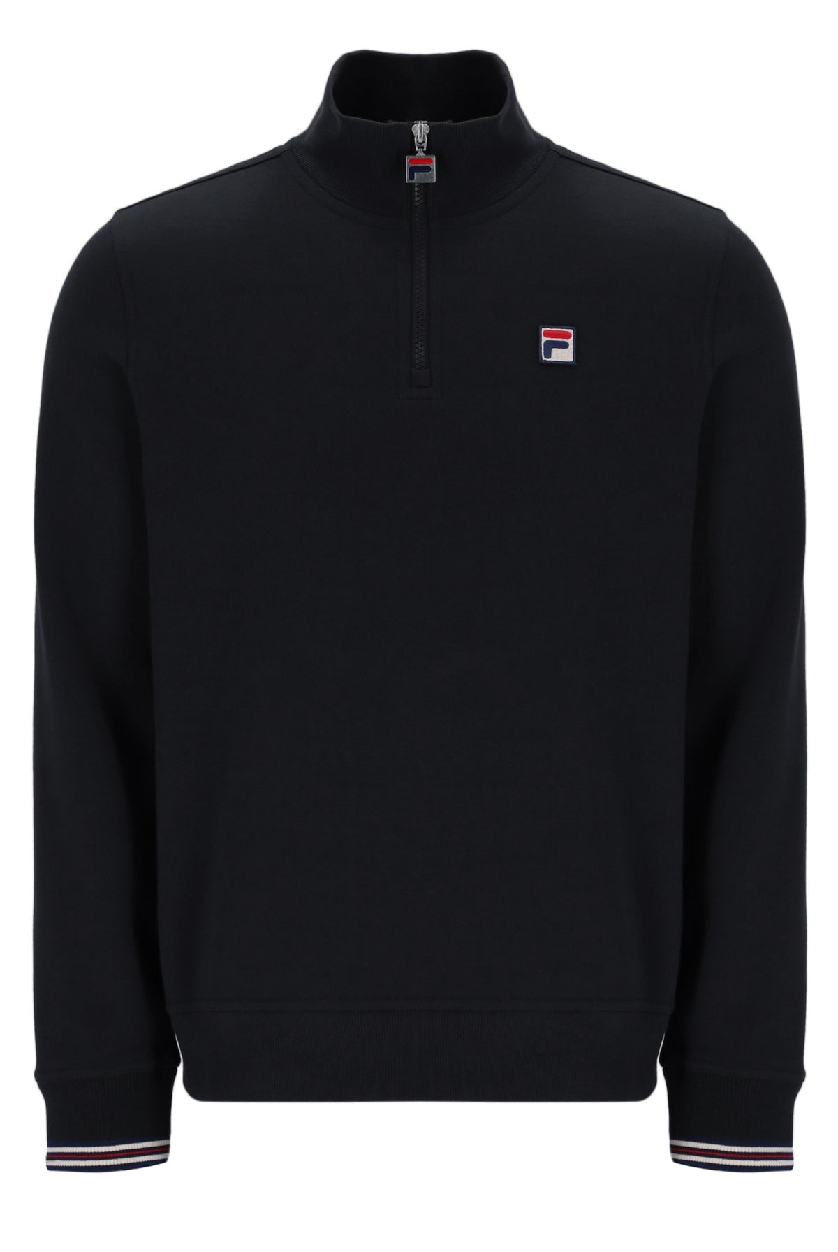 Displays the Black 'FILA' branded Ramy F-Box 1/4 Zip