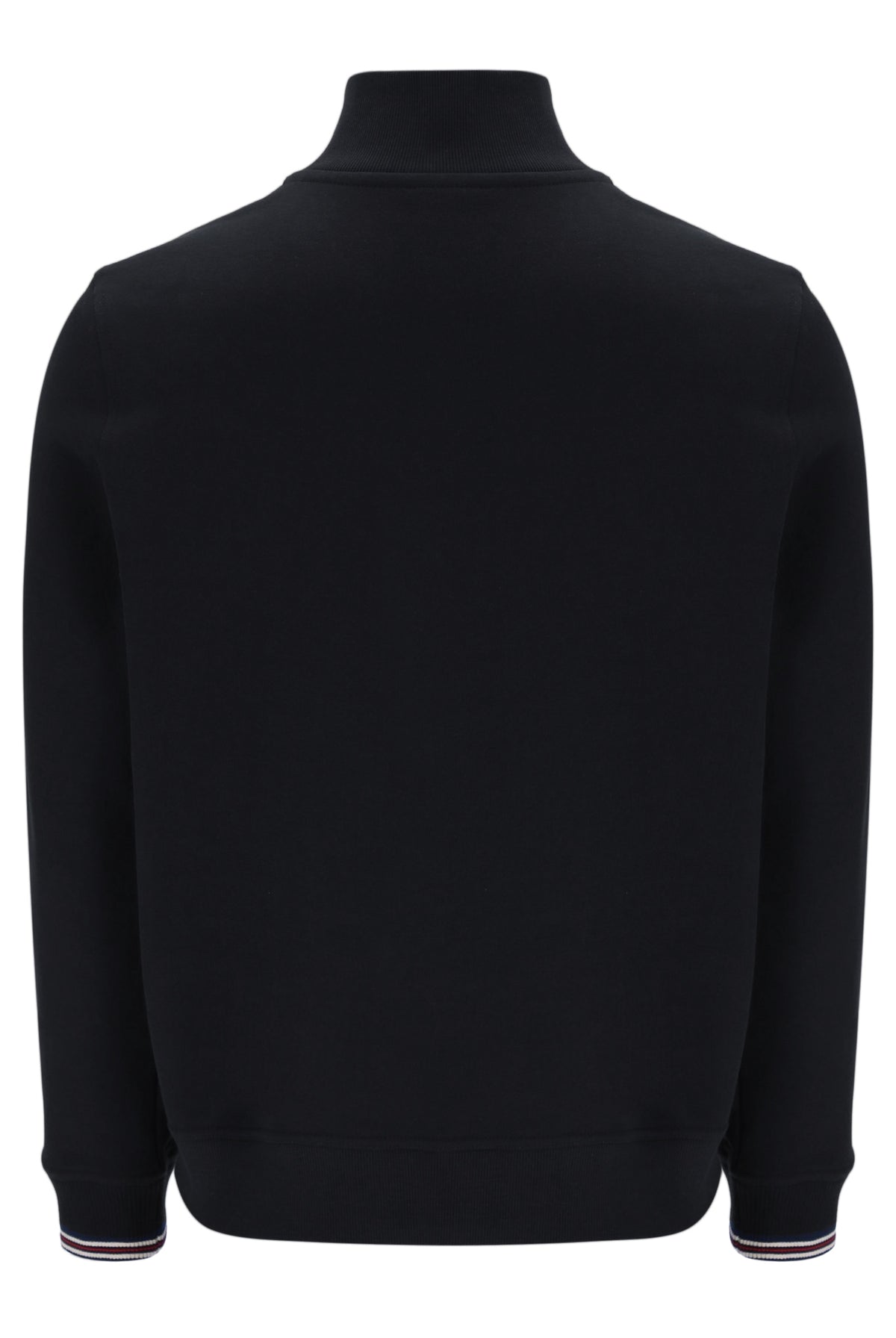 Displays a model wearing Black 'FILA' branded Ramy F-Box 1/4 Zip