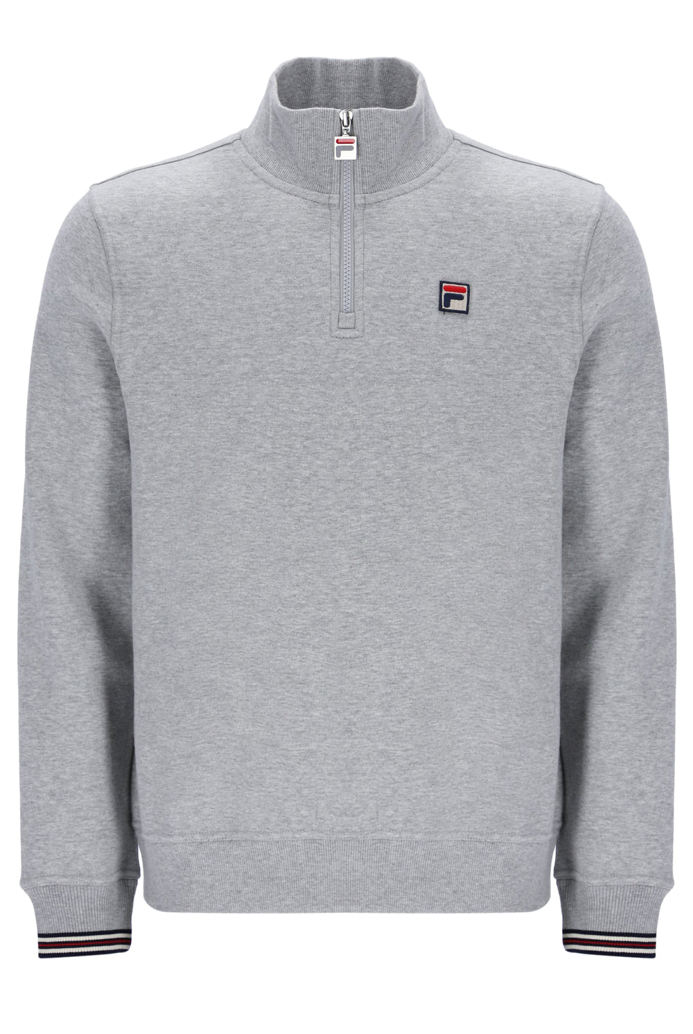 Grey Marl Ramy F-Box 1/4 Zip With Yarn Dye Cuff