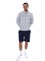 Grey Marl Ramy F-Box 1/4 Zip With Yarn Dye Cuff