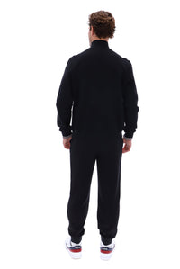Displays a model wearing the Black 'FILA' branded Ramy F-Box 1/4 Zip