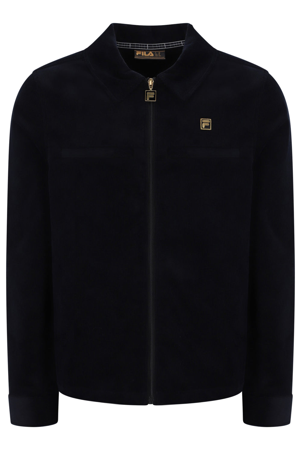 Displays the Black 'FILA' branded Roman Corduroy Over Shirt