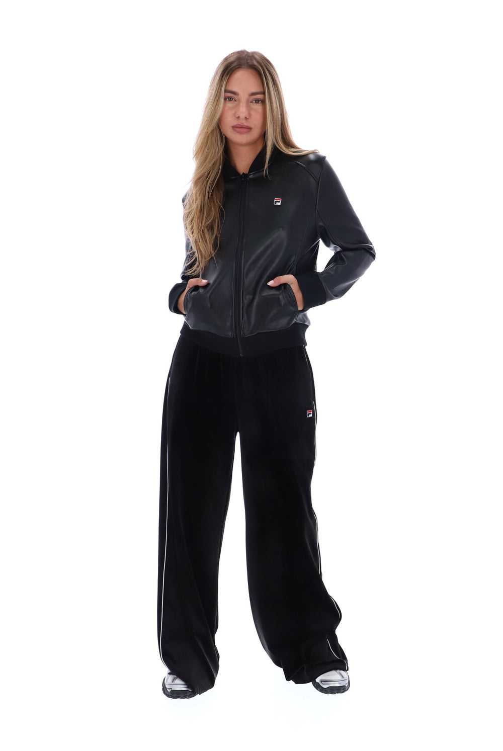 Black Rumor Leatherette Bomber