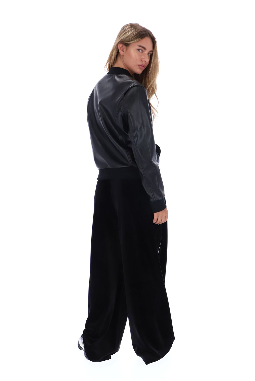 Black Rumor Leatherette Bomber