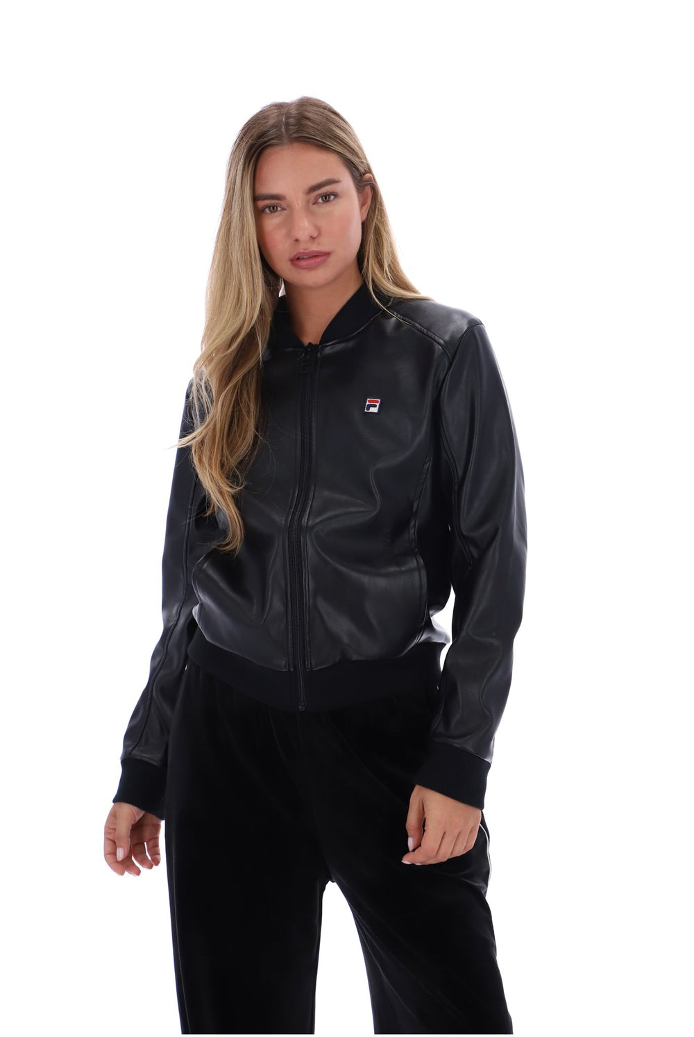Black Rumor Leatherette Bomber