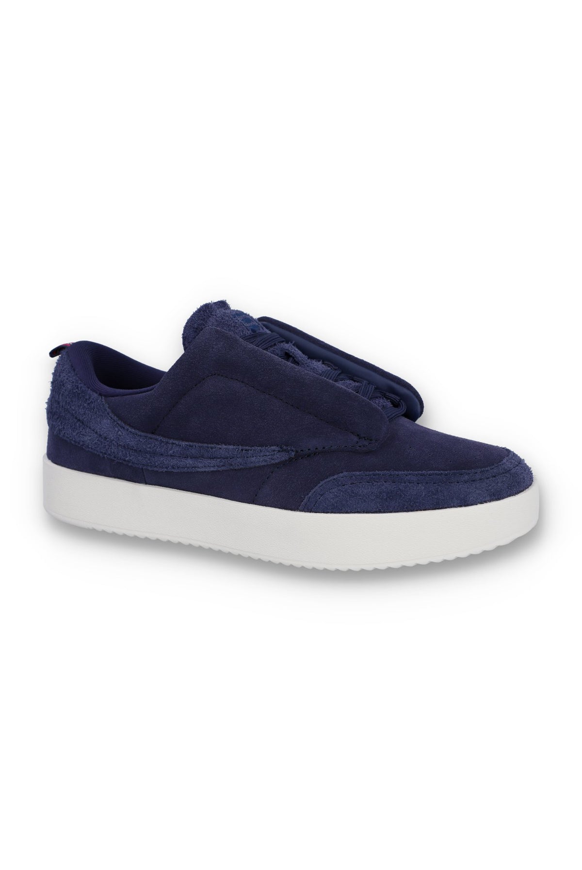A pair of navy blue suede Festa trainers by FILA, featuring a low-top design and branded with the FILA logo.