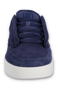 A pair of navy blue suede Festa trainers by FILA, featuring a low-top design and branded with the FILA logo.
