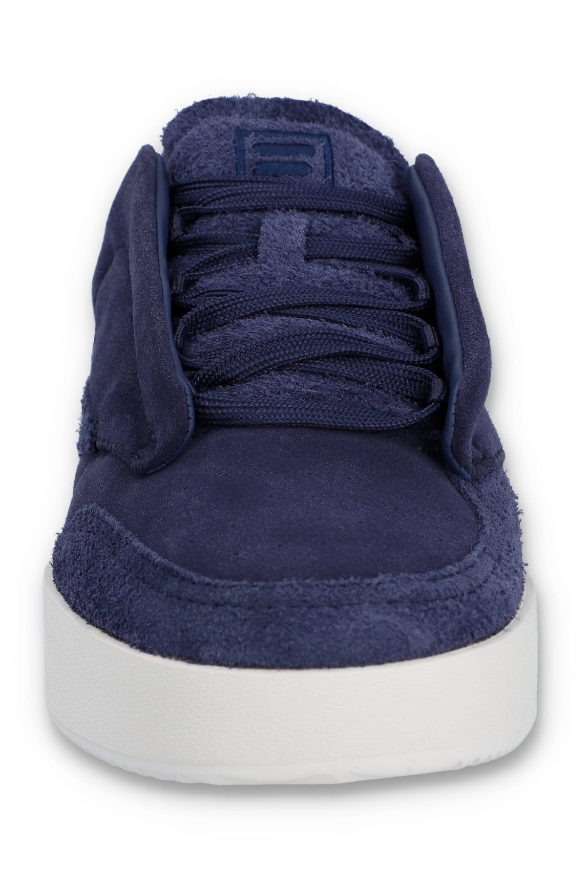 A pair of navy blue suede Festa trainers by FILA, featuring a low-top design and branded with the FILA logo.