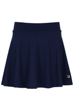 Navy blue skirt with a brand logo on a white background