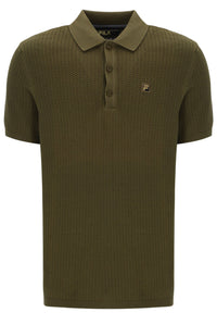 Dark Olive Sander Textured Knit Polo Shirt
