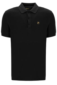 Black Sander Textured Knit Polo Shirt