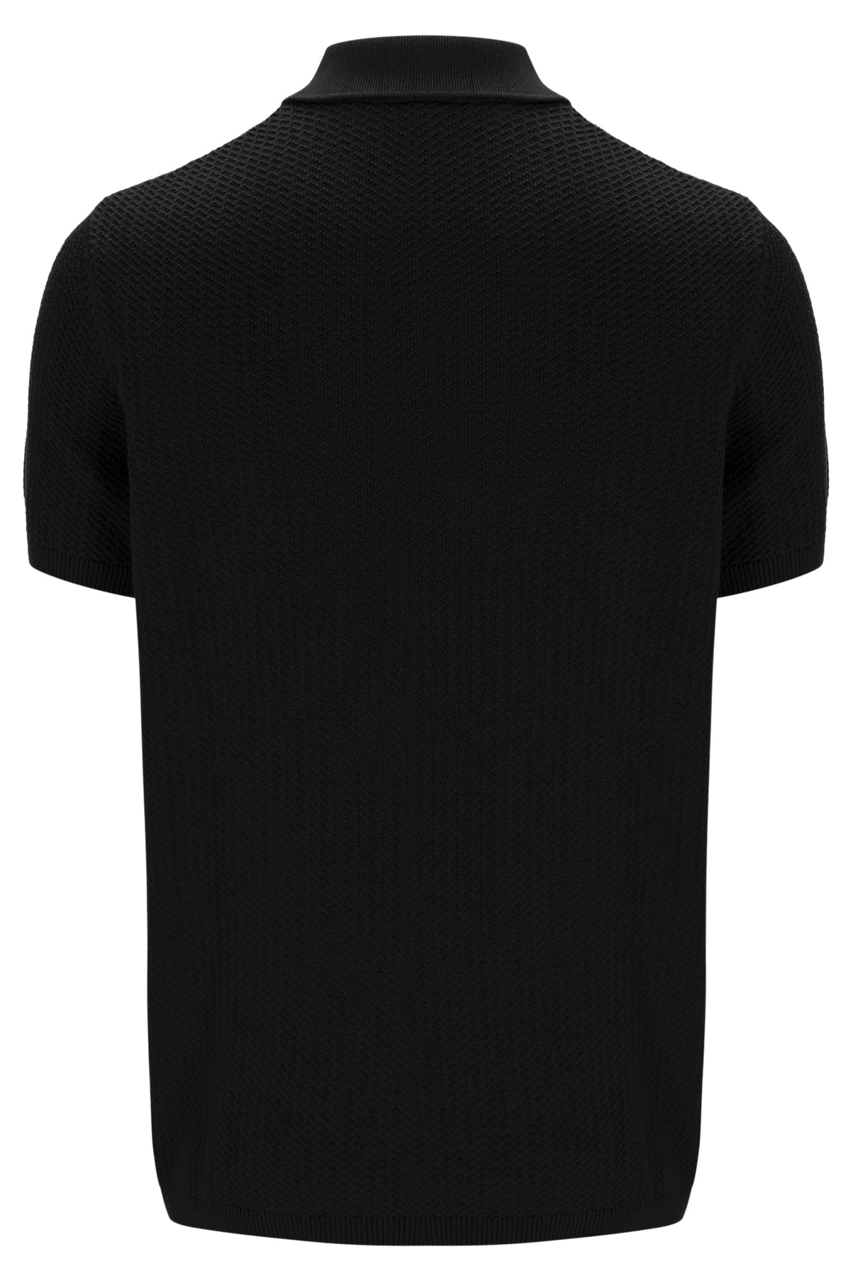 Black Sander Textured Knit Polo Shirt
