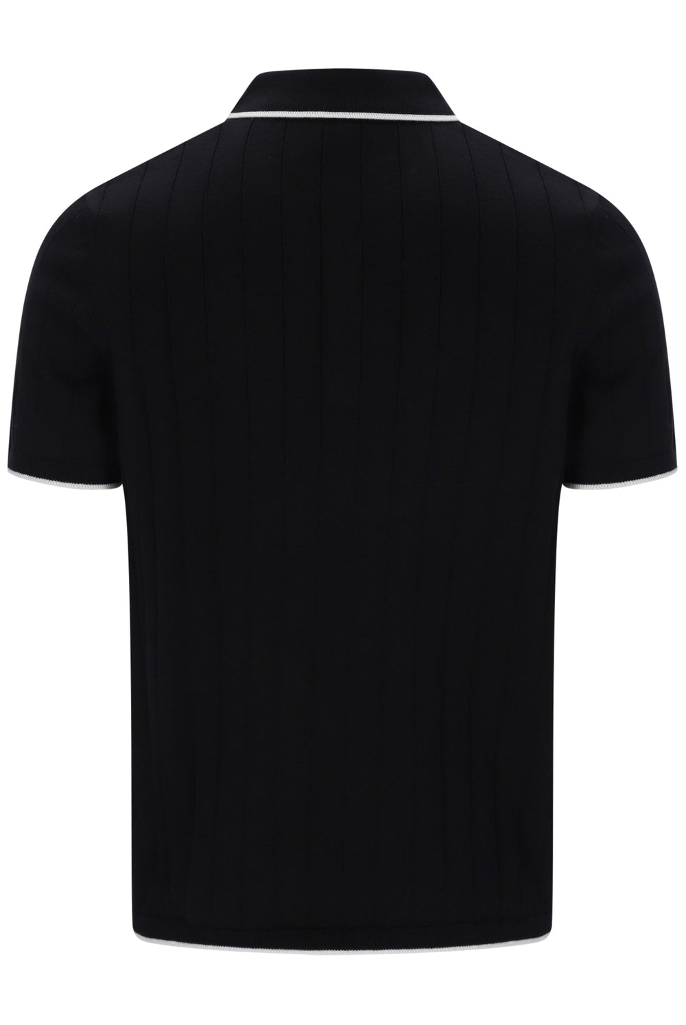 Displays the Black 'FILA' branded Down Santino Drop Needle Knitted Polo