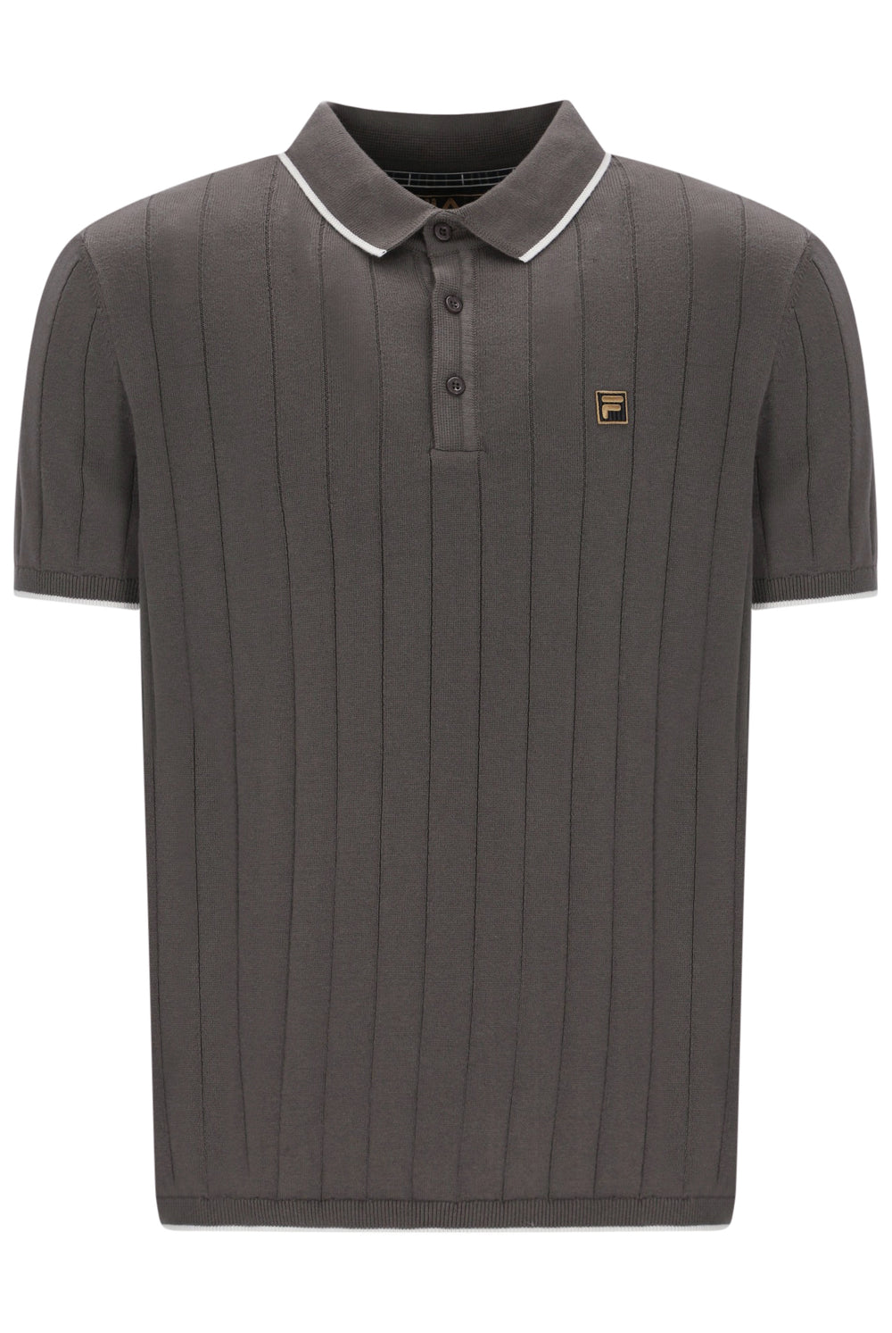 Gunmetal Santino Drop Needle Knitted Polo
