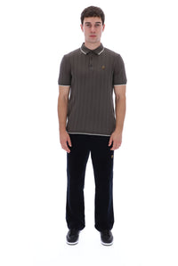 Gunmetal Santino Drop Needle Knitted Polo