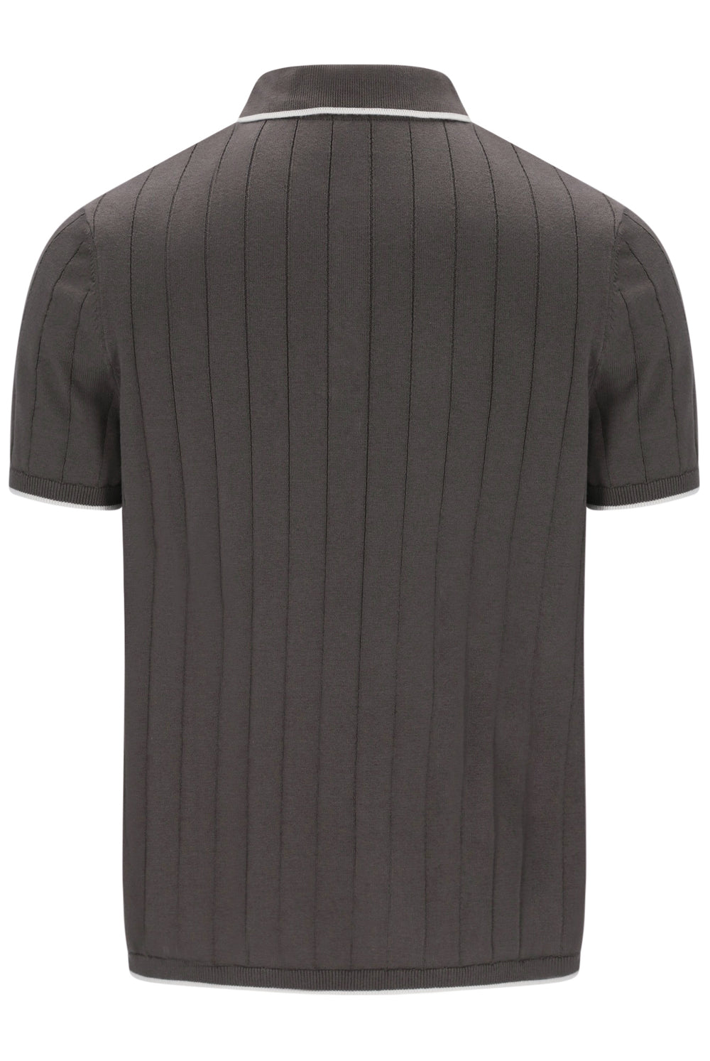 Gunmetal Santino Drop Needle Knitted Polo