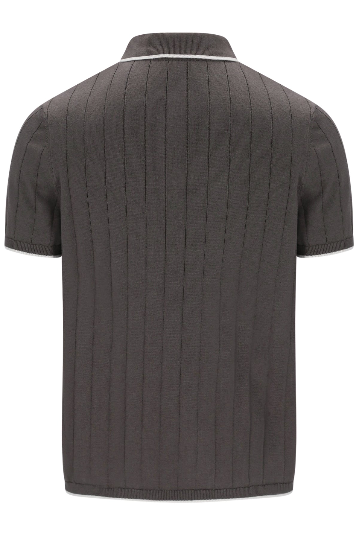 Gunmetal Santino Drop Needle Knitted Polo