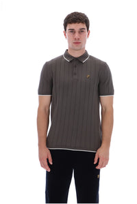 Gunmetal Santino Drop Needle Knitted Polo