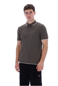 Gunmetal Santino Drop Needle Knitted Polo