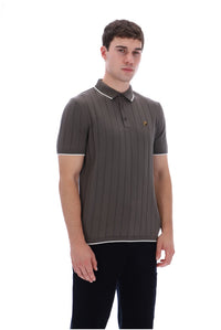 Gunmetal Santino Drop Needle Knitted Polo