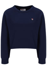 Navy blue sweatshirt with Fila logo on a white background
