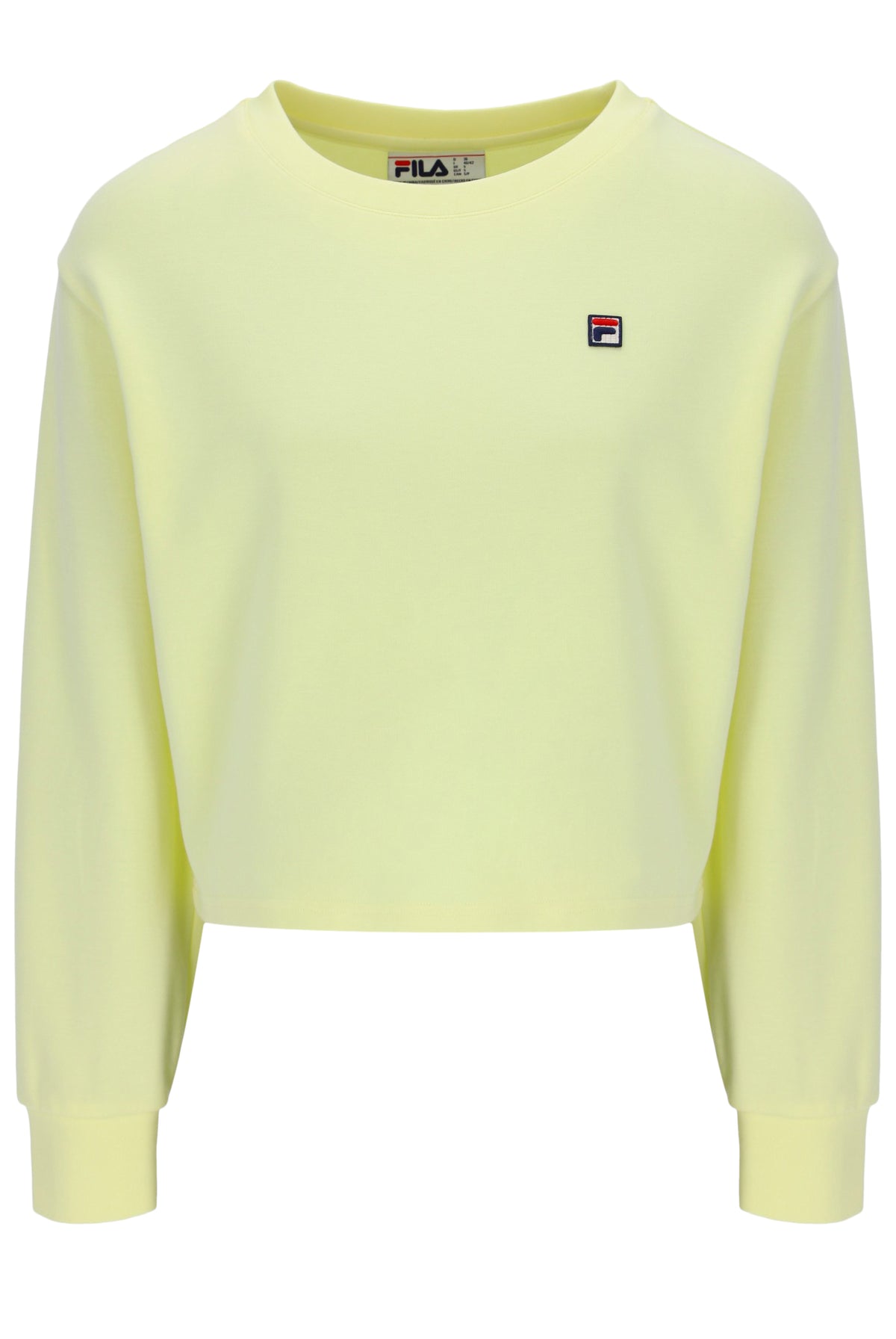 Light yellow sweatshirt with Fila logo on a white background