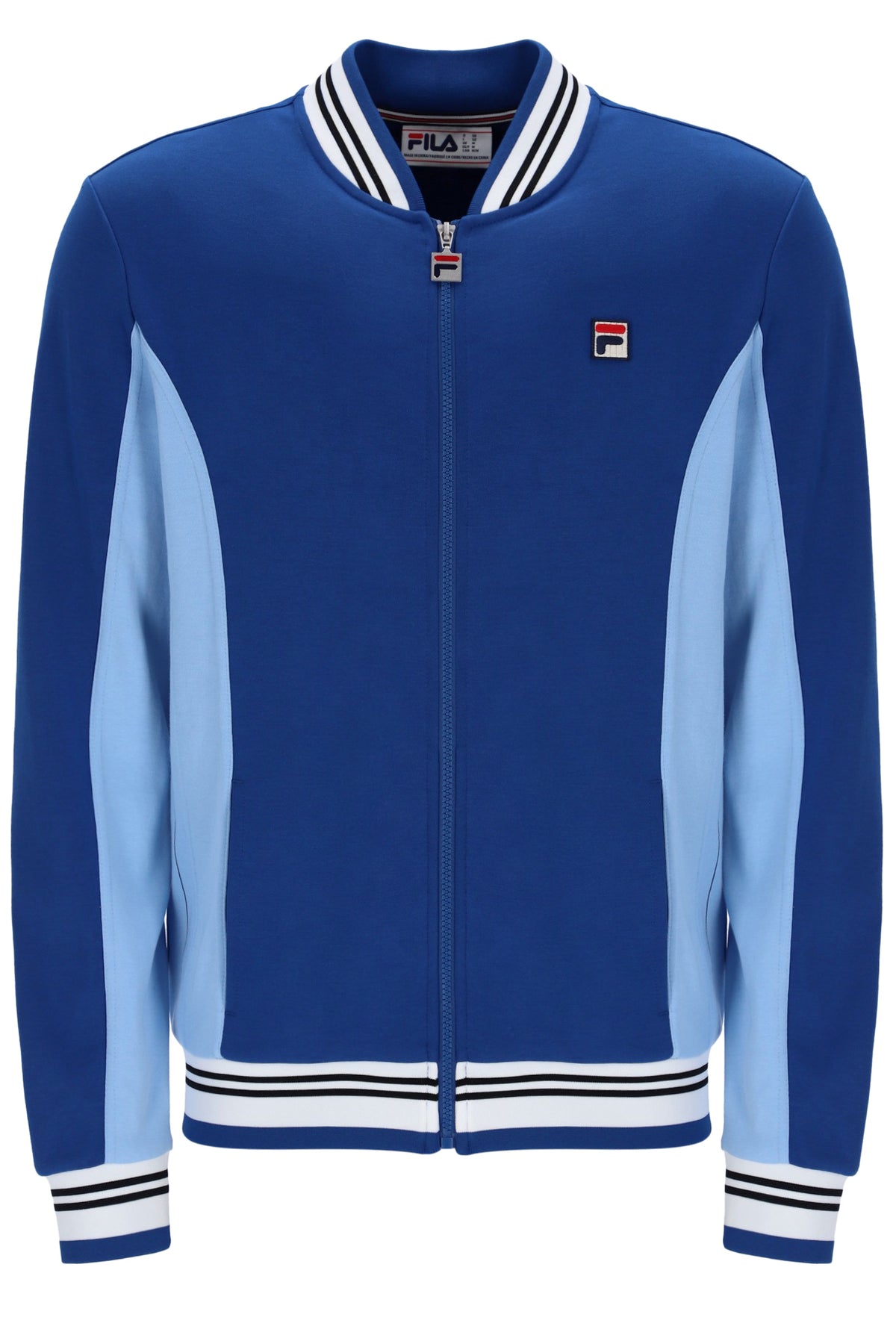 Blue and light blue jacket with FILA logo on a white background