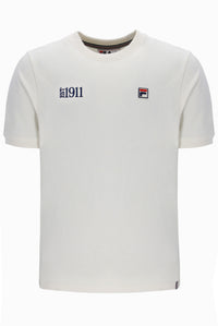 White t-shirt with '1911' and FILA logo on a white background