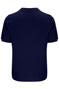 Navy blue t-shirt on a white background